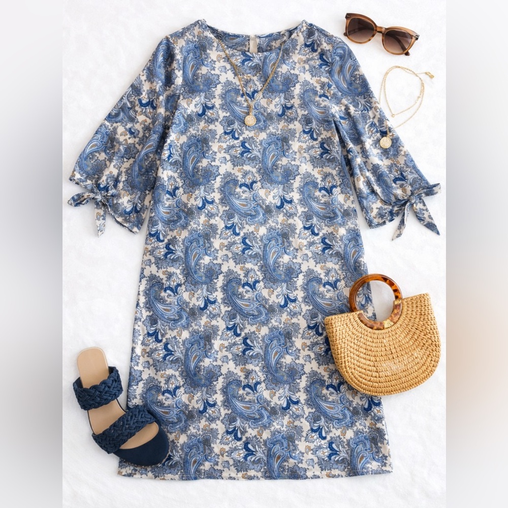 H&M Paisley Dress Women’s Size 2 US Blue White New With Tags